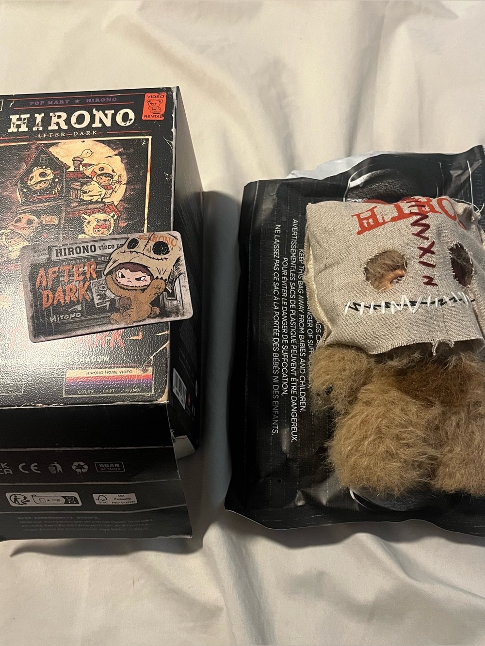 POP Mart Hirono After Dark Masked Plush Bear Pendant
